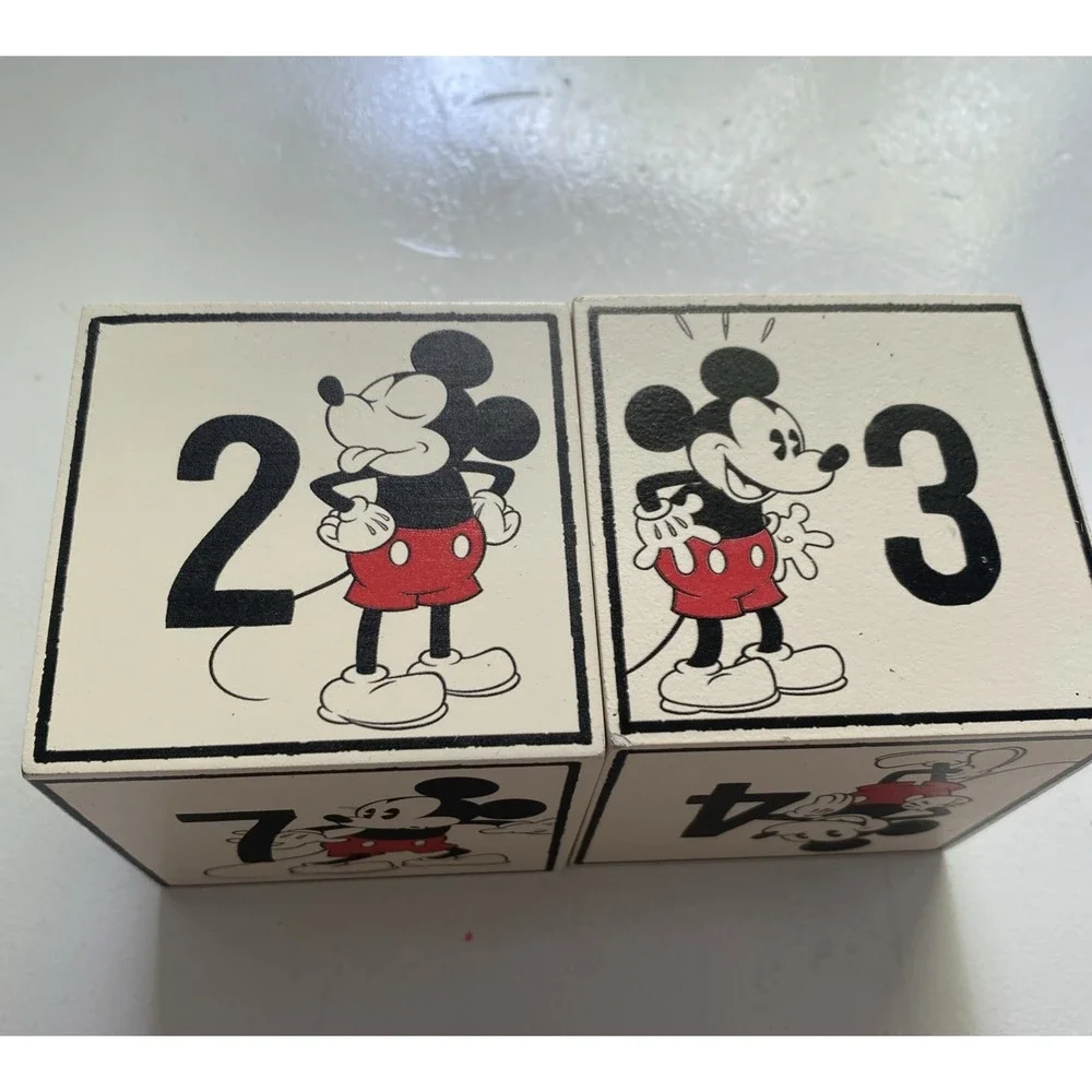 Mickey Mouse Walt Disney Lot of 2 Wooden Block Perpetual Calendar Numbers ONLY +